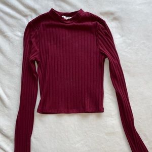 Ribbed mock neck long sleeve